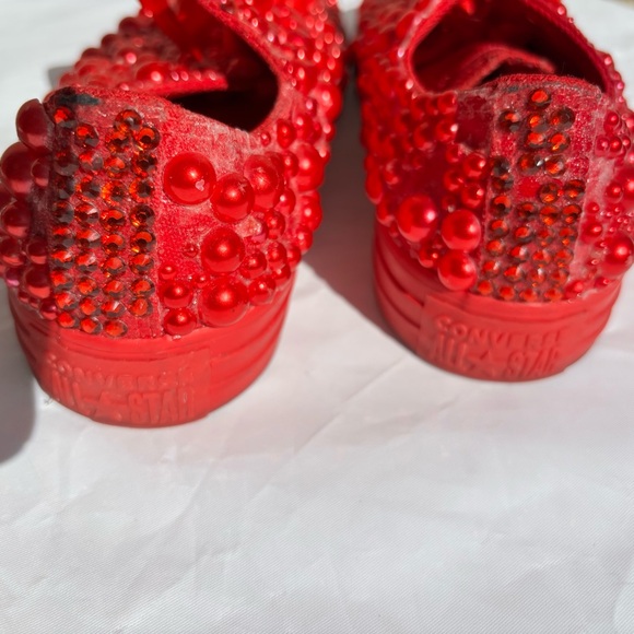Converse Women's Red Embellished Sneakers - Picture 8 of 13
